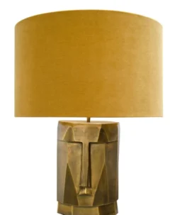 Casa Padrino Luxus Tischlampe in antik messing mit ockerfarbenen Lampenschirm 60,5 x H. 75 cm - Hotel Restaurant Lampen