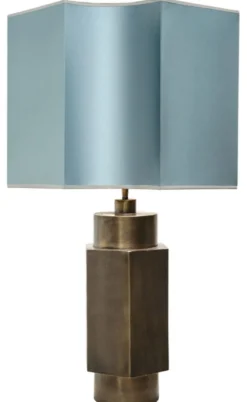 Casa Padrino Luxus Tischlampe Mattschwarz / Türkis 55 x H. 89 cm - Luxus Qualität