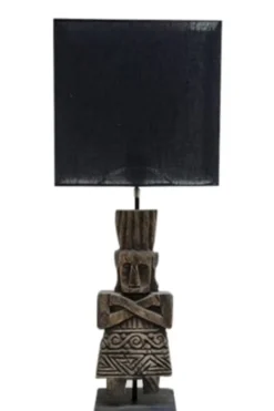 Casa Padrino Luxus Tischlampe mit schwarzem Lampenschirm 30 x 15 x H. 74 cm - Limited Edition