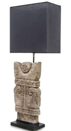 Casa Padrino Luxus Tischlampe mit dunkelblauem Lampenschirm 30 x 15 x H. 78 cm - Limited Edition