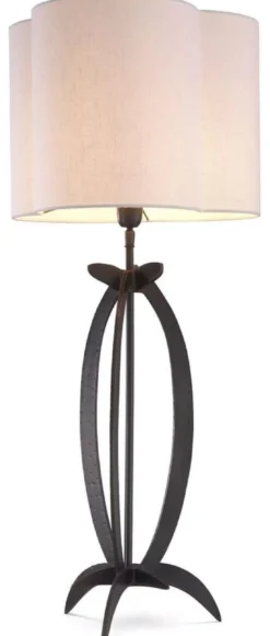 Casa Padrino Luxus Tischleuchte Bronzefarben / Weiß 40 x 38 x H. 95 cm - Elegante Schreibtischleuchte mit Lampenschirm - Luxus Leuchten