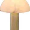 Casa Padrino Luxus Tischleuchte Antik Messing / Alabaster Ø 39,5 x H. 58 cm - Runde Metall Schreibtschleuchte mit Alabaster Lampenschirm - Luxus Leuchten - Luxus Möbel - Luxus Interior
