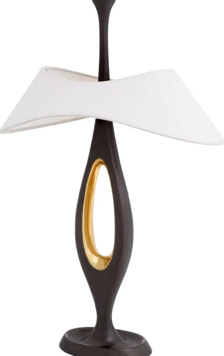 Casa Padrino Luxus Tischleuchte Rotguss / Messing / Weiß 41,5 x H. 63 cm - Messing Schreibtischleuchte mit Lampenschirm - Luxus Tischleuchten - Luxus Leuchten - Luxus Möbel - Luxus Interior