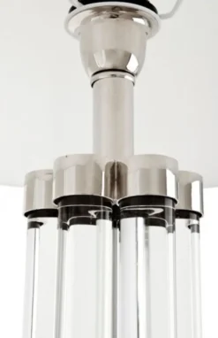 Casa Padrino Luxus Tischleuchte Nickel - Elegante Designleuchte aus Eisen und Glas, Durchmesser 16 x 46 x H 83 cm