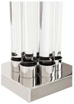 Casa Padrino Luxus Tischleuchte Nickel - Elegante Designleuchte aus Eisen und Glas, Durchmesser 16 x 46 x H 83 cm