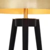 Casa Padrino Luxus Tischleuchte Gold / Schwarz Ø 38,5 x H. 69 cm - Moderne Dreibein Tischlampe mit rundem Metall Lampenschirm