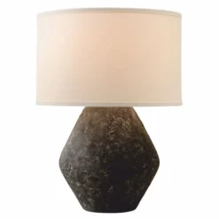 Casa Padrino Luxus Tischleuchte Schwarz / Cremeweiß H. 58,5 cm - Luxus Leuchten