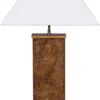 Casa Padrino Luxus Tischleuchte Braun / Weiß 45 x 39 x H. 72 cm - Massivholz Schreibtischleuchte mit Lampenschirm - Luxus Tischleuchten - Luxus Schreibtischleuchten - Luxus Interior