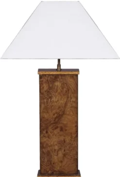 Casa Padrino Luxus Tischleuchte Braun / Weiß 45 x 39 x H. 72 cm - Massivholz Schreibtischleuchte mit Lampenschirm - Luxus Tischleuchten - Luxus Schreibtischleuchten - Luxus Interior
