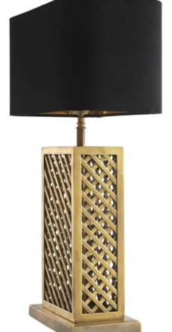 Casa Padrino Luxus Tischleuchte Vintage Messingfarben / Schwarz 46 x 22 x H. 72 cm - Luxus Qualität