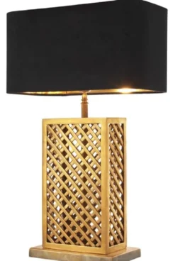 Casa Padrino Luxus Tischleuchte Vintage Messingfarben / Schwarz 46 x 22 x H. 72 cm - Luxus Qualität