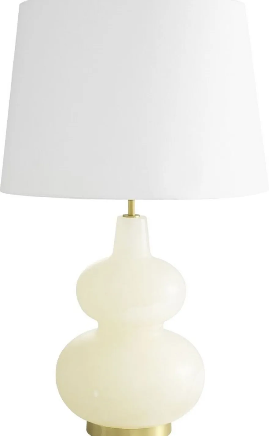 Casa Padrino Luxus Tischleuchte Alabaster / Antik Messingfarben / Weiß Ø 14 x H. 73 cm - Moderne Alabaster Schreibtschleuchte mit Lampenschirm - Luxus Kollektion