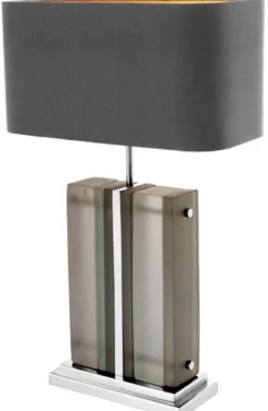 Casa Padrino Luxus Tischleuchte Silber / Grau 45 x 22 x H. 73 cm - Hotel & Restaurant Tischlampe