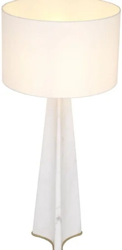Casa Padrino Luxus Tischleuchte Weiß / Antik Messingfarben Ø 48 x H. 106,5 cm - Moderne Marmor Schreibtschleuchte - Luxus Kollektion
