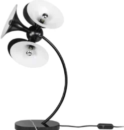 Casa Padrino Luxus Tischleuchte Schwarz / Weiß 41 x 41 x H. 77 cm - Schreibtischlampe - Aluminium Lampe mit Marmorfuß - Wohnzimmer Lampe - Büro Lampe
