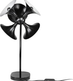 Casa Padrino Luxus Tischleuchte Schwarz / Weiß 41 x 41 x H. 77 cm - Schreibtischlampe - Aluminium Lampe mit Marmorfuß - Wohnzimmer Lampe - Büro Lampe