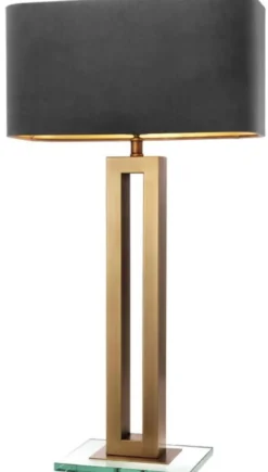 Casa Padrino Luxus Tischleuchte Antik Messingfarben / Schwarz 45 x 22 x H. 84,5 cm - Hotel & Restaurant Tischlampe