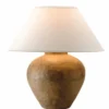 Casa Padrino Luxus Tischleuchte Braun / Cremeweiß H. 58,5 cm - Luxus Leuchten