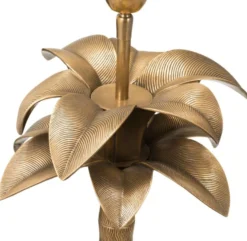 Casa Padrino Luxus Tischleuchte Vintage Messingfarben / Grün Ø 45 x H. 76 cm - Wohnzimmerlampe im Palmen Design
