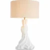 Casa Padrino Luxus Tischleuchte Weiß / Creme H. 88 cm - Runde Schreibtischleuchte - Luxus Leuchten