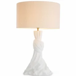 Casa Padrino Luxus Tischleuchte Weiß / Creme H. 88 cm - Runde Schreibtischleuchte - Luxus Leuchten