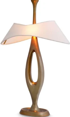 Casa Padrino Luxus Tischleuchte Vintage Messing / Weiß 41,5 x H. 63 cm - Messing Schreibtischleuchte mit Lampenschirm - Luxus Tischleuchten - Luxus Leuchten - Luxus Möbel - Luxus Interior