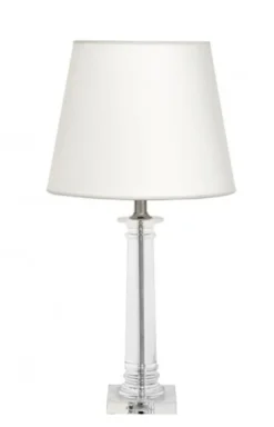 Casa Padrino Luxus Tischleuchte aus Nickel und Kristallglas, Durchmesser 13 x 35 x H 70 cm