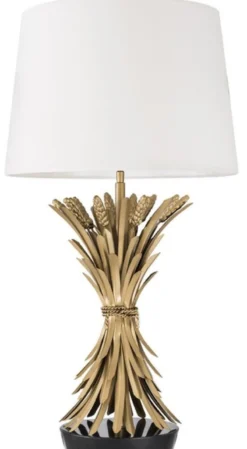 Casa Padrino Luxus Tischleuchte Antik Gold / Schwarz / Weiß Ø 45 x H. 85 cm - Designer Tischlampe mit Granitsockel & Lampenschirm