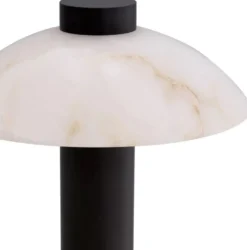 Casa Padrino Luxus Tischleuchte Bronze / Alabaster Ø 39,5 x H. 49 cm - Runde Metall Schreibtschleuchte mit Alabaster Lampenschirm - Luxus Leuchten - Luxus Möbel - Luxus Interior