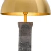 Casa Padrino Luxus Tischleuchte Grau / Antik Messingfarben Ø 50 x H. 76 cm - Moderne Marmor Schreibtischleuchte mit rundem Metall Lampenschirm - Luxus Leuchten