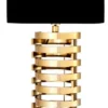 Casa Padrino Luxus Tischleuchte Gold finish / Lampenschirm Schwarz 74 x 50 cm - Leuchte - Luxury Collection