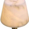 Casa Padrino Luxus Tischleuchte Antik Messing / Alabaster / Weiß Ø 45 x H. 75 cm - Moderne Metall Schreibtischleuchte mit Alabaster Kugeln und rundem Lampenschirm - Luxus Qualität
