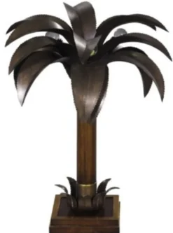 Casa Padrino Luxus Tischleuchte / Tischlampe Palme Braun 60 x 60 x H. 78 cm - Luxus Qualität