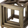 Casa Padrino Luxus Tischleuchte Vintage Messing / Beige 30 x 30 x H. 65,5 cm - Schreibtischleuchte mit quadratischem Lampenschirm - Luxus Tischleuchten - Luxus Schreibtischleuchten