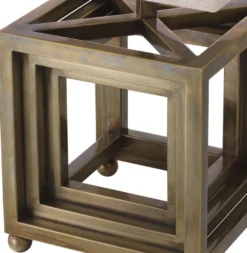 Casa Padrino Luxus Tischleuchte Vintage Messing / Beige 30 x 30 x H. 65,5 cm - Schreibtischleuchte mit quadratischem Lampenschirm - Luxus Tischleuchten - Luxus Schreibtischleuchten