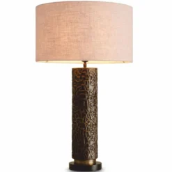 Casa Padrino Luxus Tischleuchte Bronze / Messing / Schwarz / Creme H. 76 cm