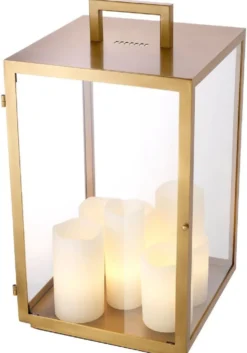 Casa Padrino Luxus Tischleuchte Antik Messing 35 x 35 x H. 65 cm - Metall Schreibtschleuchte mit Tragegriff und Lampenschirmen in Kerzenform - Luxus Leuchten - Luxus Möbel - Luxus Interior