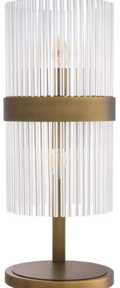 Casa Padrino Luxus Tischleuchte Antik Messingfarben 28 x 23,5 x H. 60,5 cm - Elegante Schreibtschleuchte im Retro Stil - Luxus Kollektion