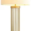 Casa Padrino Luxus Tischleuchte Antik Messingfarben / Schwarz / Weiß Ø 45 x H. 83 cm - Moderne Metall Schreibtischleuchte mit Marmorsockel und rundem Lampenschirm - Wohnzimmer Lampe