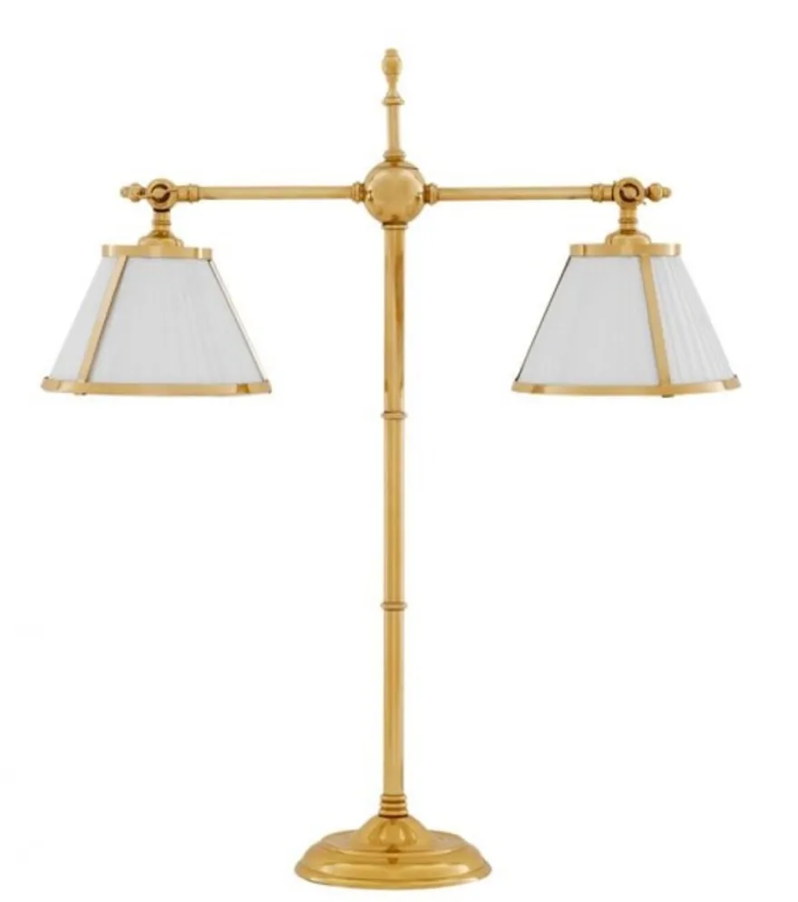 Casa Padrino Luxus Tischleuchte aus Messing in poliertem Messing - Durchmesser 18 x 62 cm - Höhe 73 cm
