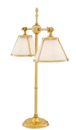 Casa Padrino Luxus Tischleuchte aus Messing in poliertem Messing - Durchmesser 18 x 62 cm - Höhe 73 cm