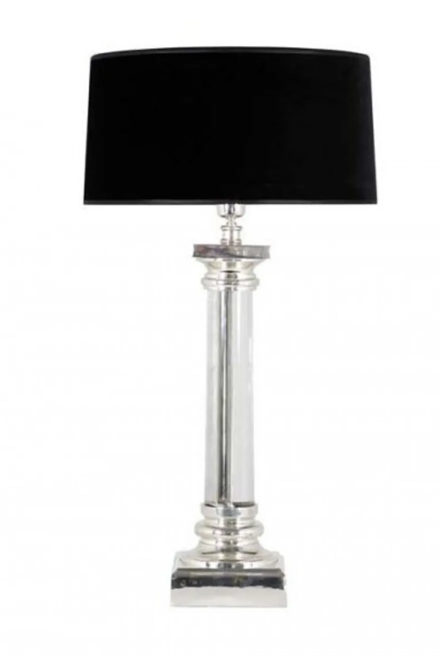 Casa Padrino Luxus Tischleuchte im edlen Nickel Design, Durchmesser 16,5 x 40 x H 73 cm, für ein stilvolles Wohnambiente
