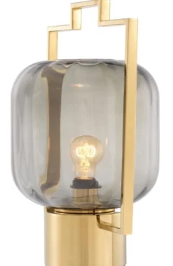 Casa Padrino Luxus Tischleuchte Gold / Grau 32 x H. 48,5 cm - Hotel & Restaurant Tischlampe