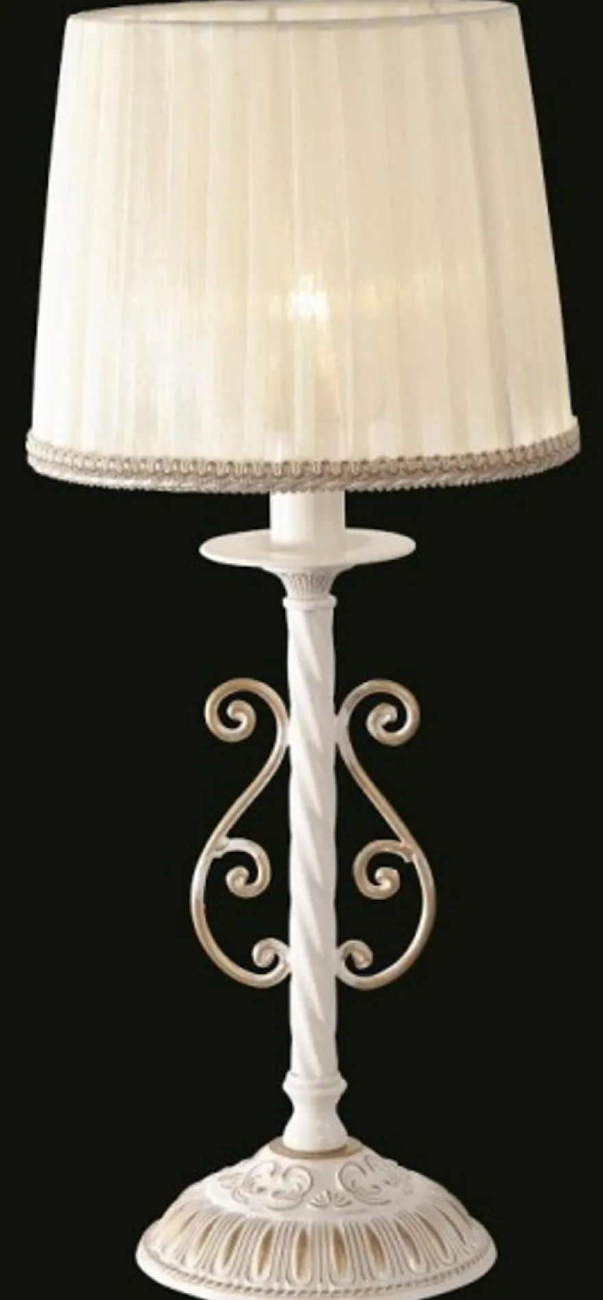 Casa Padrino Luxus Tischleuchte im Barock Stil Weiß Gold, Lampenschirm Weiß, 22 x 52 cm