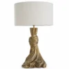 Casa Padrino Luxus Tischleuchte Vintage Messing / Creme H. 88 cm - Runde Schreibtischleuchte - Luxus Leuchten
