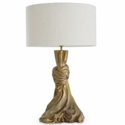Casa Padrino Luxus Tischleuchte Vintage Messing / Creme H. 88 cm - Runde Schreibtischleuchte - Luxus Leuchten