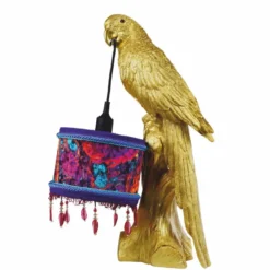 Casa Padrino Luxus Tischleuchte Papagei Gold / Bunt H. 61 cm - Luxus Leuchten