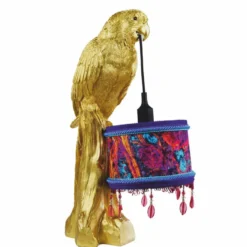 Casa Padrino Luxus Tischleuchte Papagei Gold / Bunt H. 61 cm - Luxus Leuchten