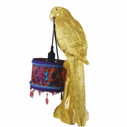Casa Padrino Luxus Tischleuchte Papagei Gold / Bunt H. 61 cm - Luxus Leuchten
