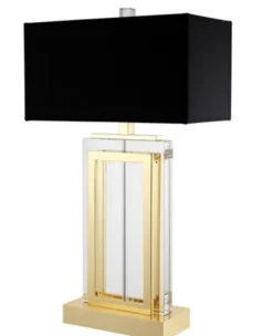 Casa Padrino Luxus Tischleuchte Gold, Kristallglas und Eisen, Durchmesser 25 x 38 x H 67,5 cm - Elegante Hotel Lampe